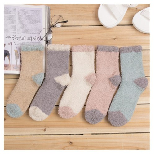 autumn and winter new women‘s socks japanese thickened thermal coral fleece mid-calf socks floor socks women‘s socks towel sleep socks