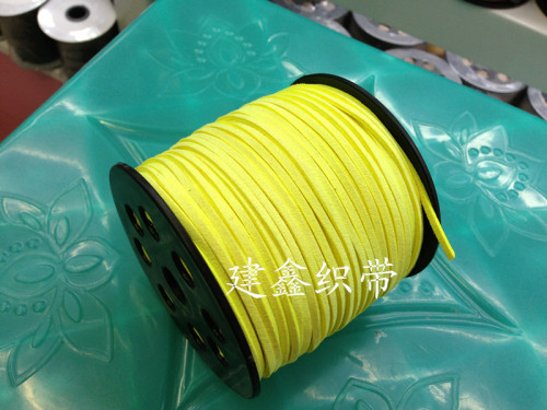 3mm Korean Velvet Fluorescent Color Flat Leather Rope Braided Rope Ornament Cord （Size 100/Roll）