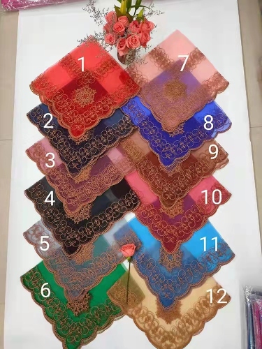 new xinjiang characteristic head solid color embroidered scarf women‘s ethnic style summer sunscreen scarf autumn organza
