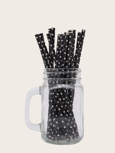 yao sheng disposable straw degradable paper amazon black background white small white dot series 100 pcs