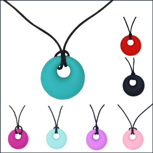 Happy Bite Teether Silicone Necklace Small round Pendant Mother Wearing Baby Molar Bite PE Bag