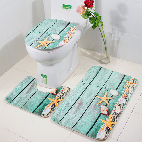 Carpet Mat Bathroom Starfish Toilet Mat Three-Piece Bathroom Non-Slip Mat Graphic Customization