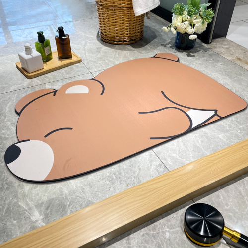 xincheng cartoon panda bathroom non-slip mat wholesale toilet carpet toilet floor mat soft rubber diatom mud floor mat