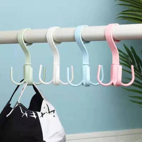 Four-Claw Hook Multifunctional Rotatable Scarf Bag Storage Rack Punch-Free Plastic Thickened Coat Hook Wholesale
