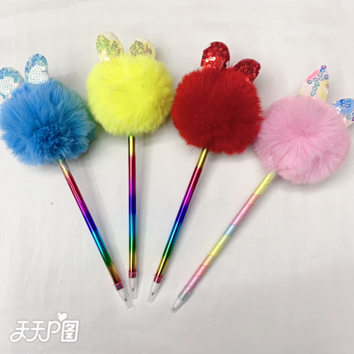 Factory Wholesale Fur Ball Pen Feather Pen Craft Ballpoint Pen Handmade