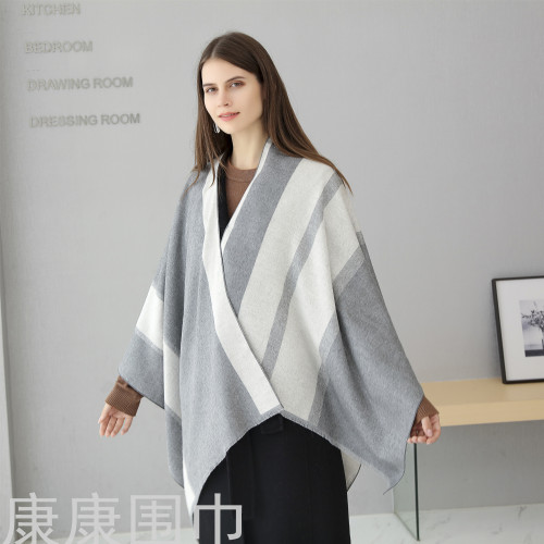 new cashmere-like shawl all-match cloak gray elegant women‘s outer shawl