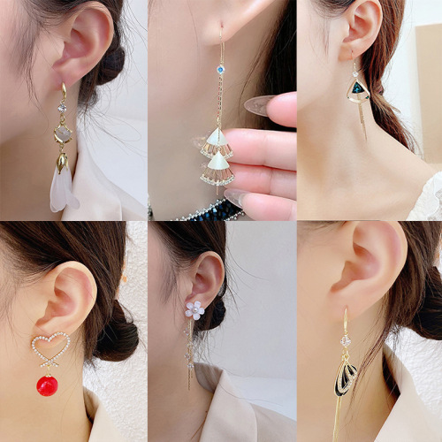 new elegant tassel earrings fairy high-grade long earrings japanese and korean internet celebrity fashion super fairy opal earrings