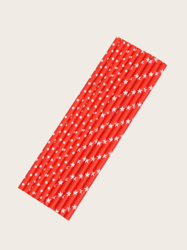 yao sheng disposable straw degradable amazon 2-color five-star dot red mixed series 100 pieces