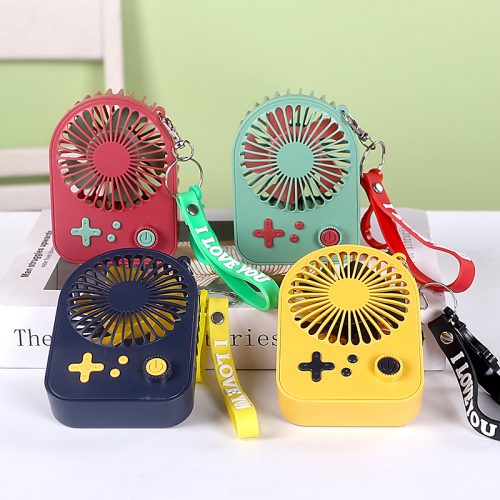 22 new factory direct creative game machine music portable outdoor small fan with keychain usb charging