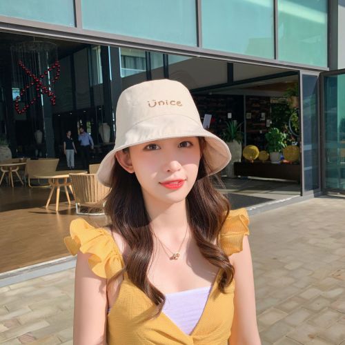 spring and summer new korean style double-sided simple plaid solid color japanese style large brim sun protection sunshade flat top fisherman hat basin hat