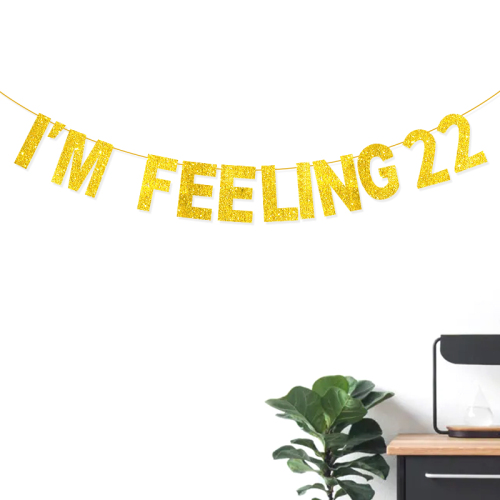 birthday party decoration string flag banner golden i ‘m feeling 22 glitter garland 22 years old