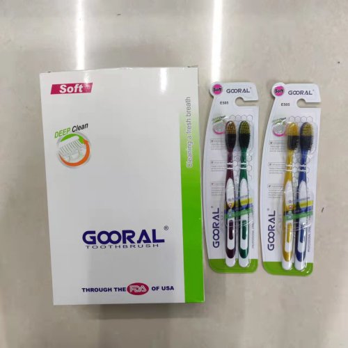 Daily Necessities Toothbrush Wholesale Gooral E505 Double Couple English Soft-Bristle Toothbrush