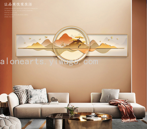 Modern Light Luxury Banner round Overlay Painting Living Room Hanging Painting Sofa Background Wall Decorative Painting New Chinese Style Atmospheric Mural