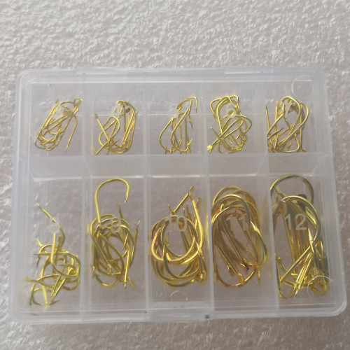 fish hook set 100 pieces gold sleeve isini mix and match with barbed hook boxed fish hook hook fishing gear accessories