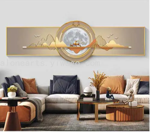 Creative Landscape Painting Modern Light Luxury Living Room Sofa Painting Back with Mountains round Crystal Porcelain Overlay Decorative Painting Real Shot
