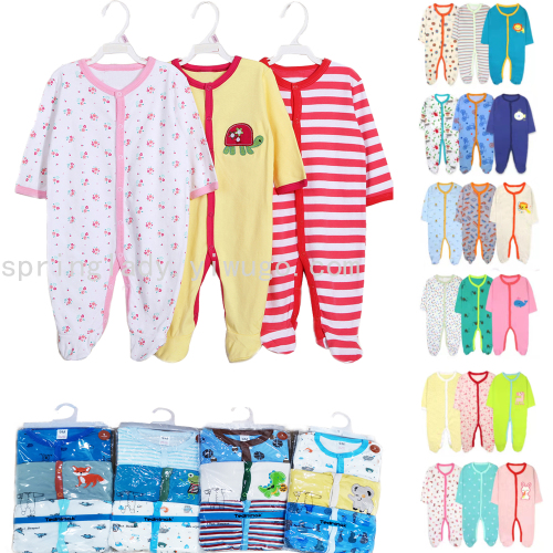 spring dy spring and autumn baby romper foot-wrapped jumpsuit jumpsuit baby long sve foot-wrapped romper 3 pieces