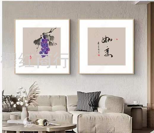 新中式茶楼装饰画，书房中式装饰画，中式沙发背景装饰画详情2