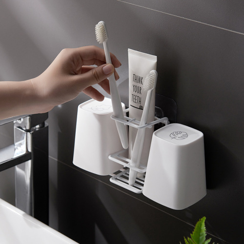 Iron Toothbrush Holder Wall-Mounted Bathroom Bathroom Wall Toothpaste Holder Bathroom Storage Rack