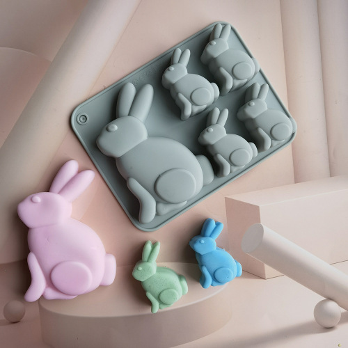 silicone 5-piece easter rabbit cake mold ice cream jelly pudding soap cake mold baking tool