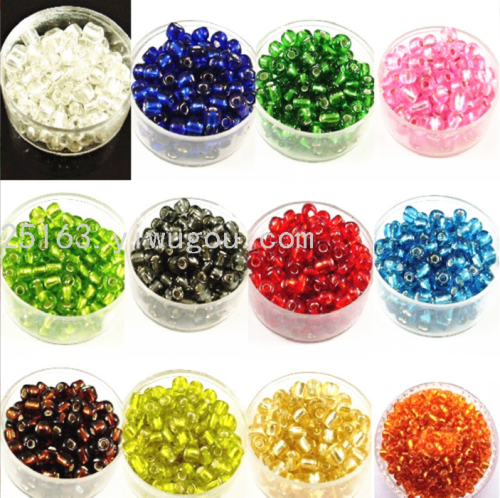 diy beads material glass small rice-shaped beads 2mm 3mm， 4mm glass filling silver beige beads material 6/0 cross stitch