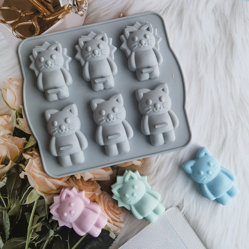 Silicone 6-Piece Lion Kitten Cake Mold Ice Cream Jelly Pudding Soap Mousse Cake Mold