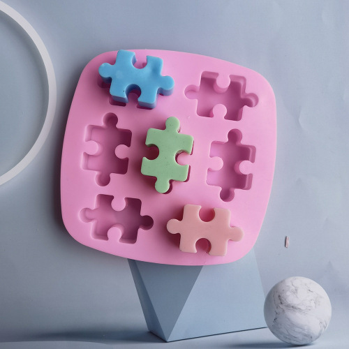 Silicone Puzzle Ice Cube Mold Chocolate Mold Handmade Soap Mold Cake Mold Candy Pudding Jelly Mold 