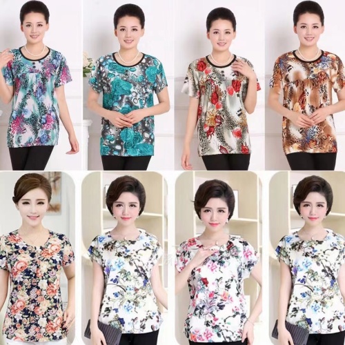 middle-aged and elderly women‘s clothing short-sleeved mother‘s t-shirt half-sleeved women‘s clothing half-sleeved women‘s clothing wholesale supply of market stalls in rivers and lakes