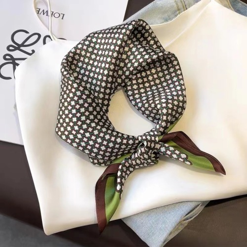 japanese simple fresh green silk scarf women‘s spring new all-match mulberry silk fishing decorative scarf hair band