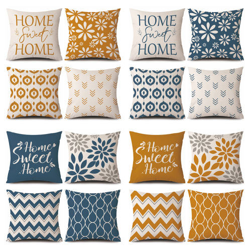amazon popular home sofa pillow cover digital printing linen geometric series cushion pillow waist pillowcase
