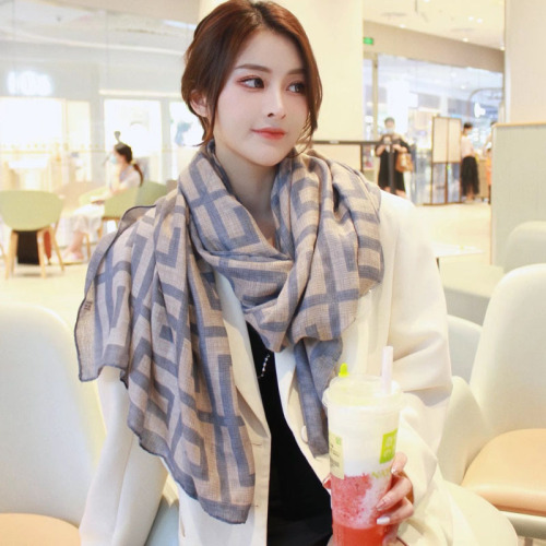 scarf women‘s spring and autumn scarf mother‘s thin long cotton and linen scarf 2022 new warm scarf popular shawl