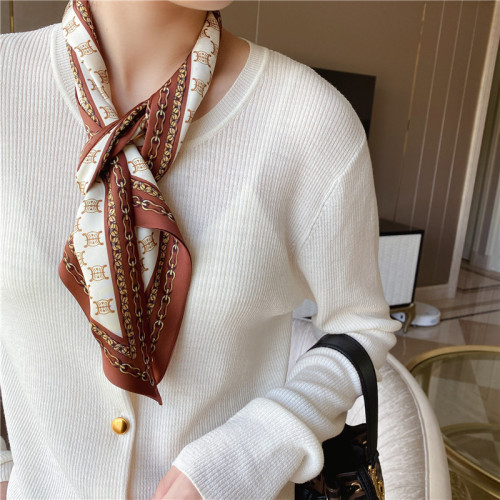 scarf spring new european and american artificial silk decorative long scarf hair band tie bag streamer live broadcast popular small silk scarf