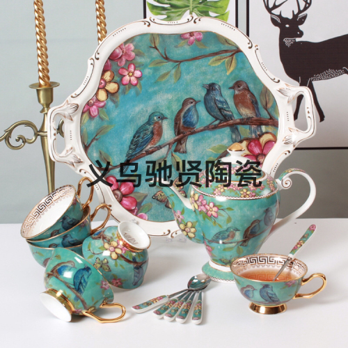 high bone china ceramic tea set water set coffee cup plate set flower tea set gift daily necessities european style