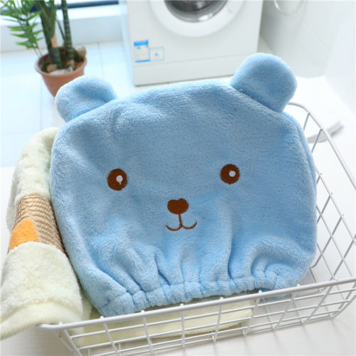 Cartoon Bear Hair-Drying Cap Microfiber Absorbent Quick-Drying Towel Shower Cap Hair-Drying Turban