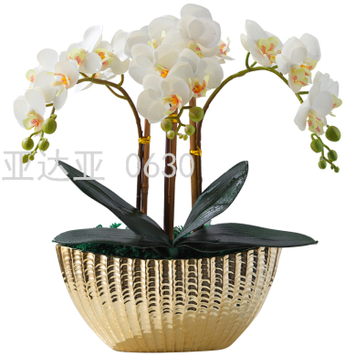 船形金銀陶瓷花瓶電鍍高溫陶瓷花盆