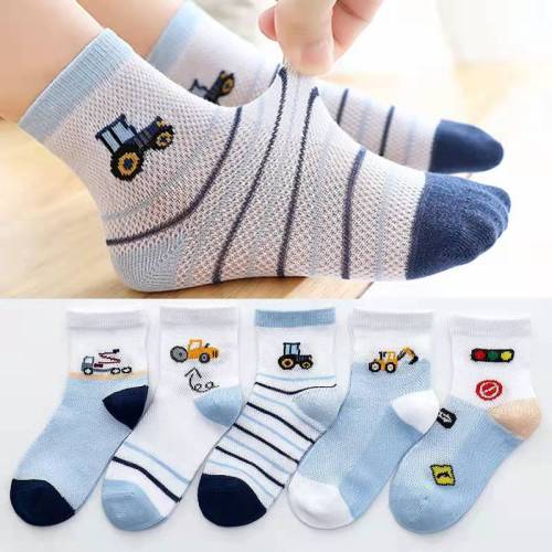 Children‘s Socks Thin Breathable Summer Mesh Mid-Calf Socks Boys and Girls Cute Cartoon Spring and Summer Non-Slip Thin Socks