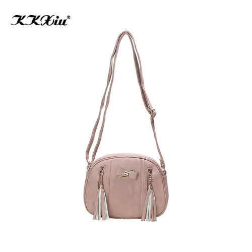 source manufacturer solid color casual tassel crossbody shoulder women‘s bag bow metal mini bag amazon hot sale