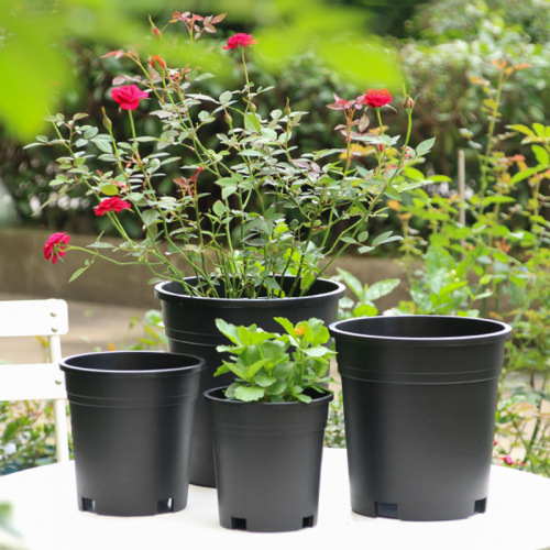 gallon flower pot black plastic flower pot nursery base seedling pot balcony planting flower pot rose flower seedling pot