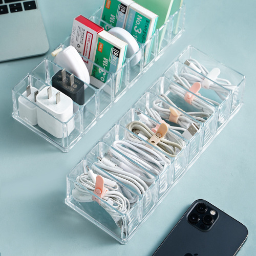desktop data cable storage 8 grid mobile phone charger charging cable sorting compartment winder power cord storage box