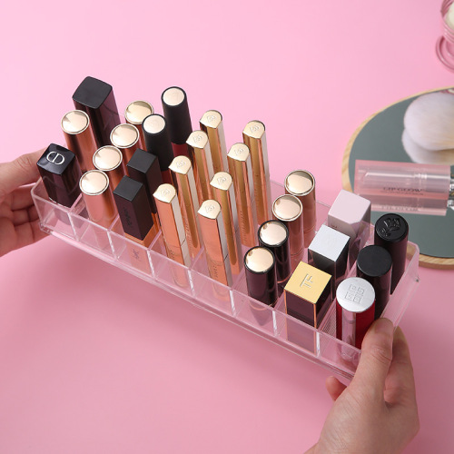 Desktop Cosmetics Storage Box Transparent 8-Grid Household Compartment Student Dormitory Skincare Shelves Lipstick Frame 