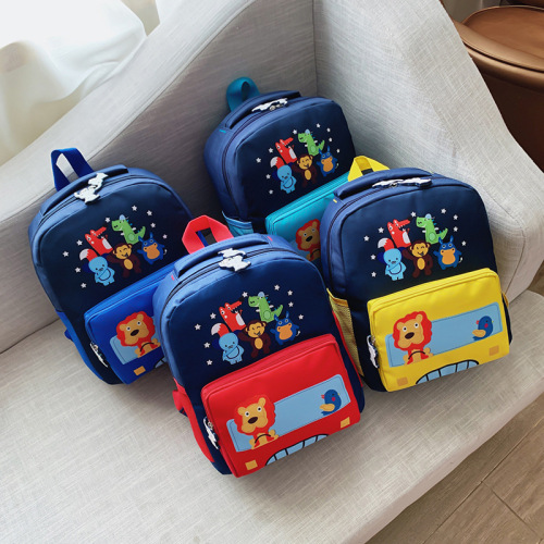 new kindergarten schoolbag fashion contrast color children backpack cartoon car student bag children backpack