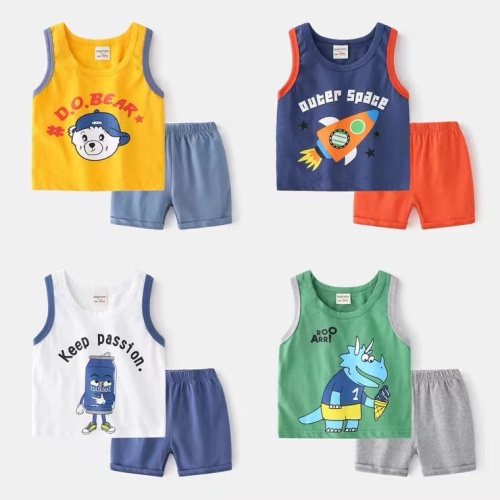 2024 summer new children‘s vest suit children‘s clothing boys and girls wholesale factory direct sales stall goods