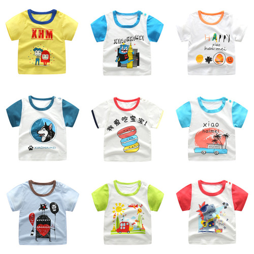 Children‘s Clothing New 2022 Summer Children‘s Short-Sleeved T-shirt Cotton Korean Style Boys‘ T-shirt Girls‘ Half-Sleeved One Piece Dropshipping