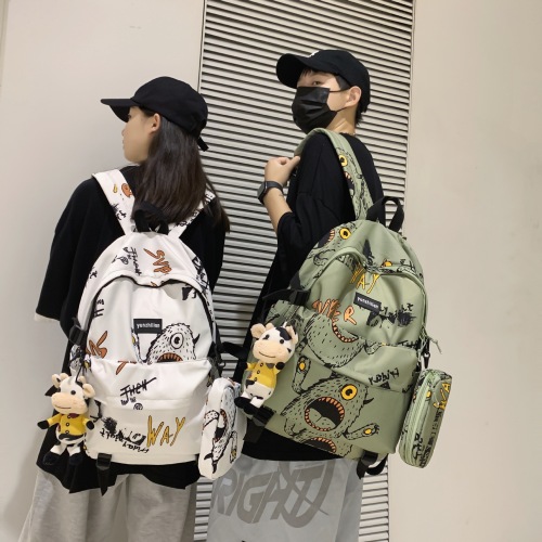 Backpack Male Middle School Student Ins Trendy Cool Japanese Fashion High School Student Schoolbag Male Trendy Backpack Men‘s Casual