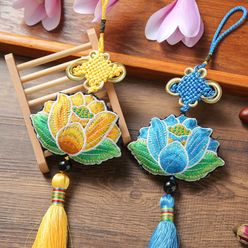 Dragon Boat Festival Sachet Chinese Style Lotus Embroidery Mosquito Repellent Perfume Bag Carry-on Automobile Hanging Ornament Night Market Stall Supply Hot Sale
