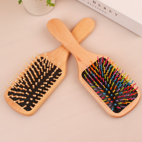 square wooden comb air cushion comb massage airbag wooden comb tooth solid wood comb soft rubber air cushion comb logo customized hairdressing