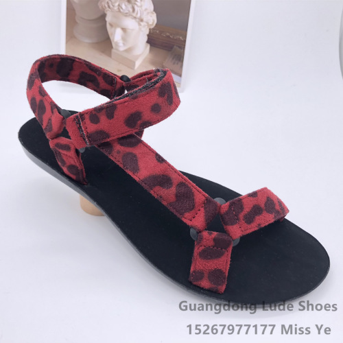 summer new women‘s sandals comfortable sandals leopard print european and american fashion guangzhou women‘s shoes craft shoes flat sandals women