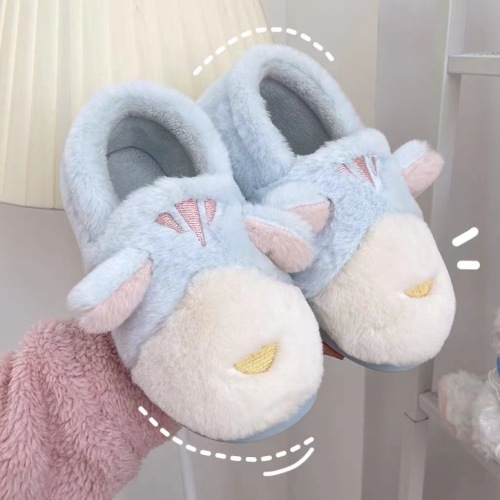 Internet-Famous Fluffy Slippers Women‘s Outdoor Wear Autumn and Winter Home Ins Trendy Cute Winter Home Ankle Wrap Cotton Slippers Women‘s Winter