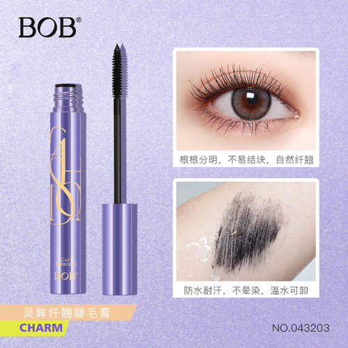 Makeup Bob Lingye Fiber Warped Mascara Long Thick Curling Root Clear Durable Waterproof Not Easy to Smudges 