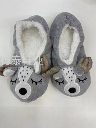 Autumn and Winter Wool Floor Foot Sock Plush Adult Christmas Socks Women Thickened plus Velvet Slip Interior Home Ankle Sock