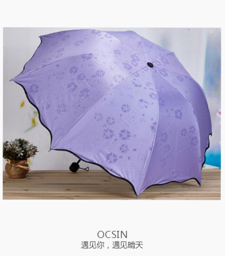 Blooming Sun Umbrella Vinyl Sun Protective UV-Proof Sun Umbrella Three Folding Umbrella Printed Logo